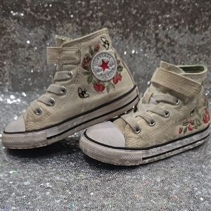 Kids High-Top Sneakers with Floral Embroidery